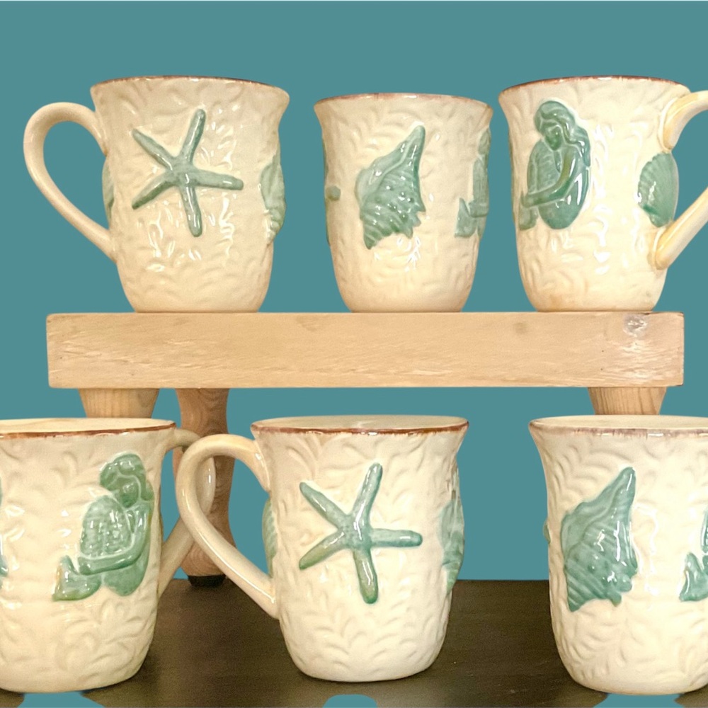 Brand Set of Ceramic Coastal Themed Mugs